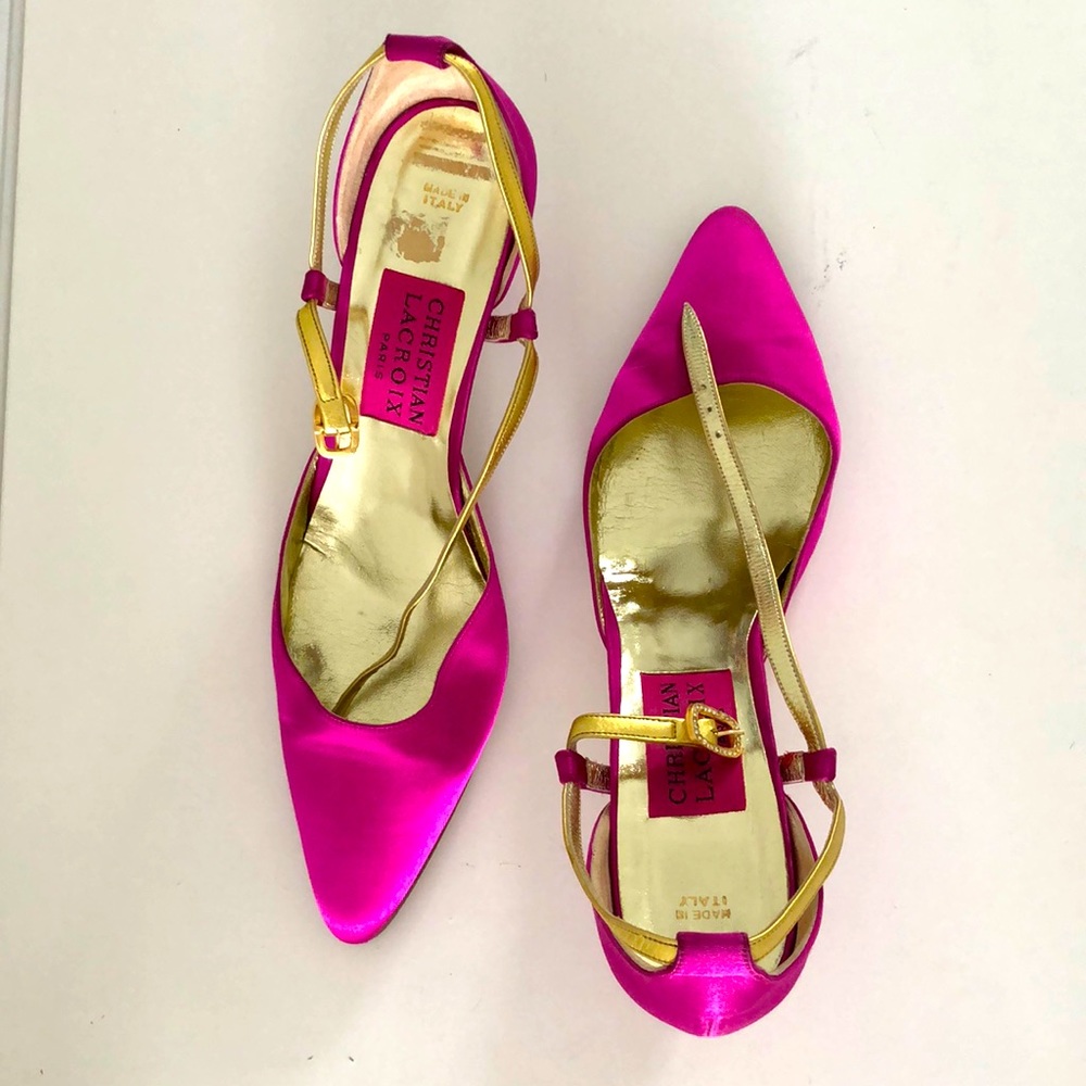 Christian Lacroix satin pumps Vintage